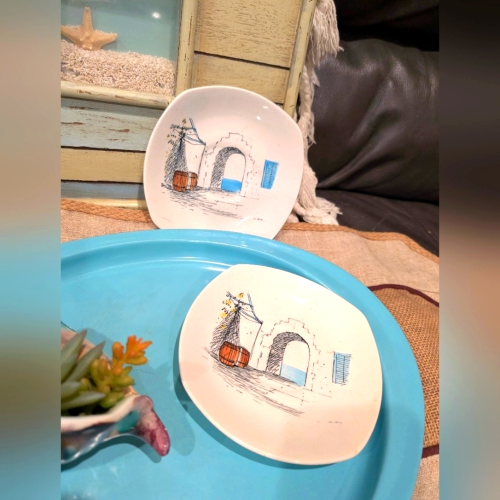 Coastal cannes small plates set of two midwinter style craft